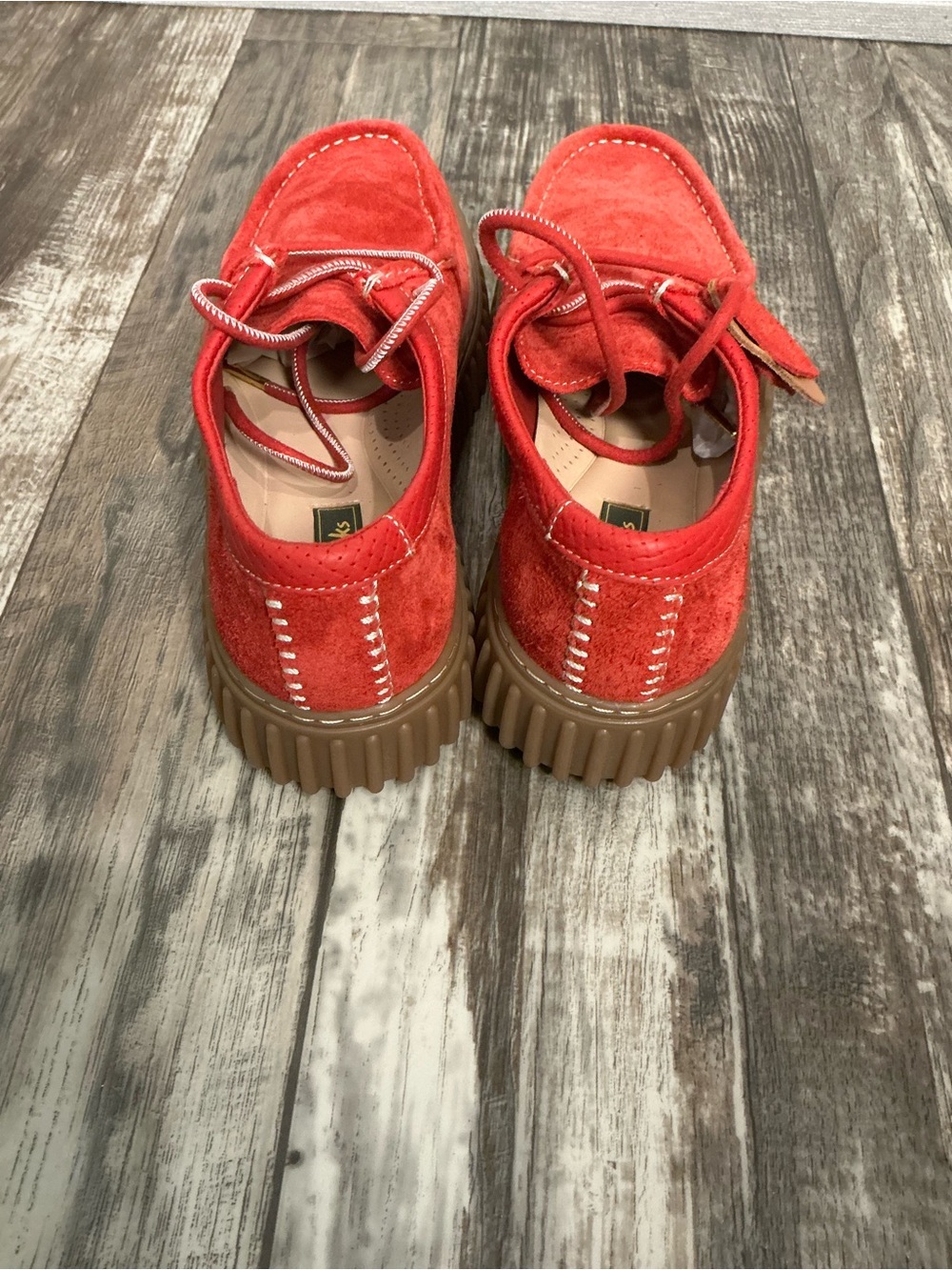NWOB Clark’s 200 Aniversary Edition Red Suede Men's Casual Creeper Shoes Size 10 - Picture 10 of 16